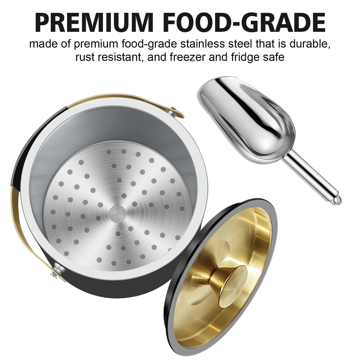 iHoo double-wall stainless steel ice bucket preserves cold for longer.