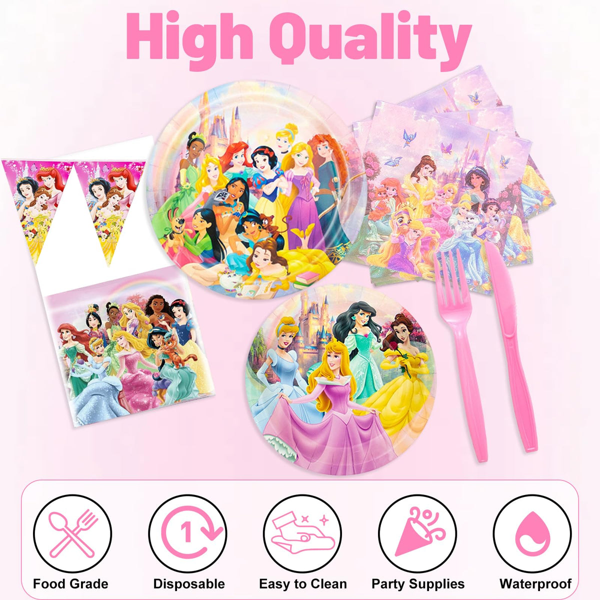 IIDEA princess party napkins soft texture completes the coordinated table setting