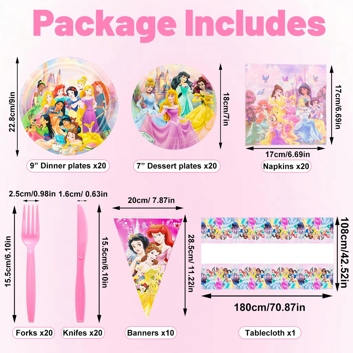 IIDEA princess party plates 7-inch; vibrant prints enduring the dessert course