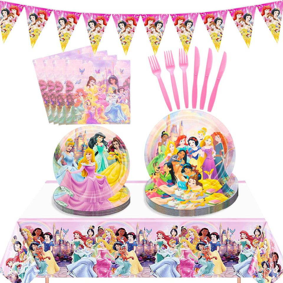 IIDEA princess party plates 9-inch; sturdy 400GSM for reliable serving at a celebration