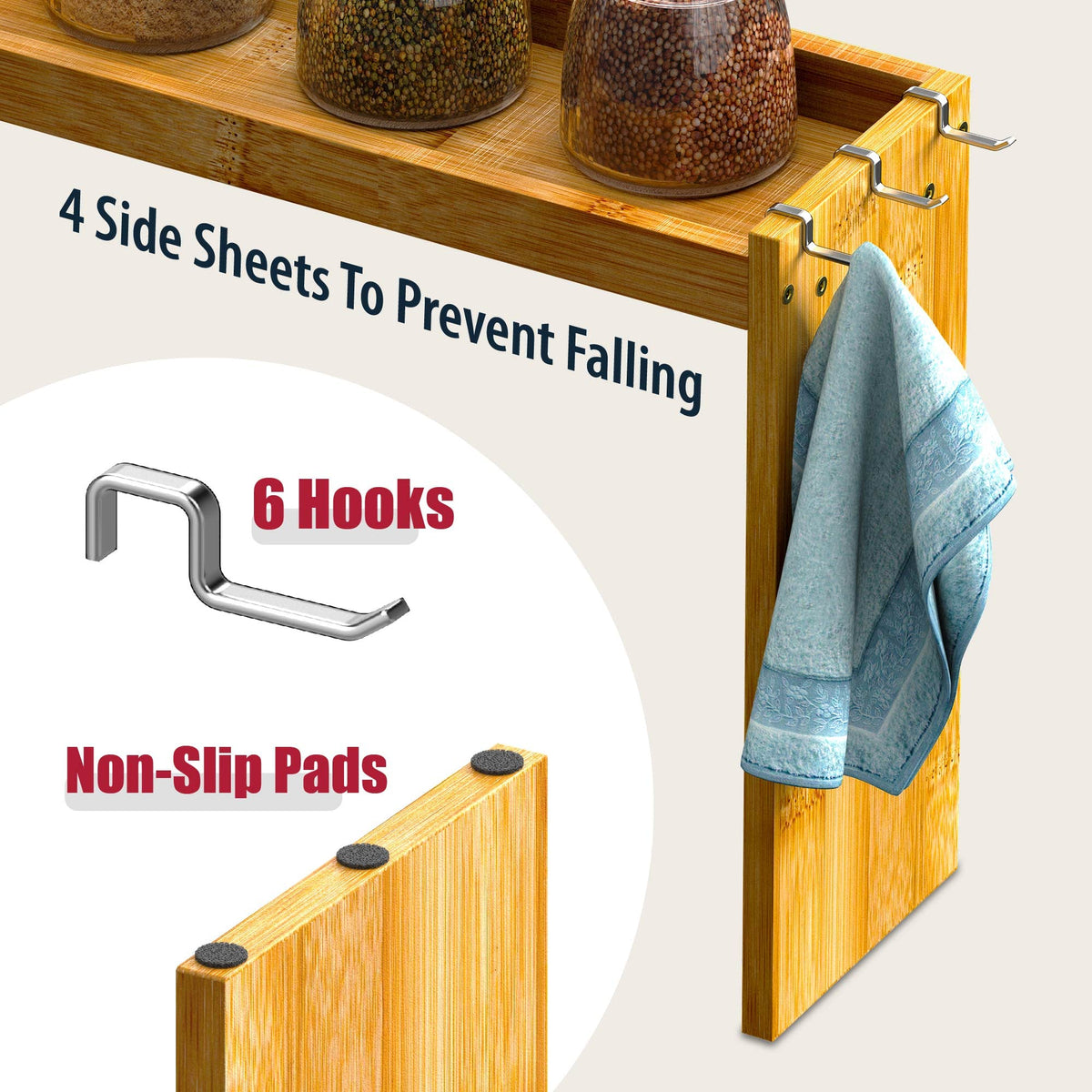 IIIOIIIA bamboo spice shelf easy to assemble during setup