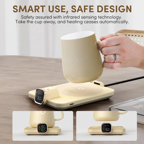 Ikago ceramic 15oz mug with lid enables spill-safe sipping.