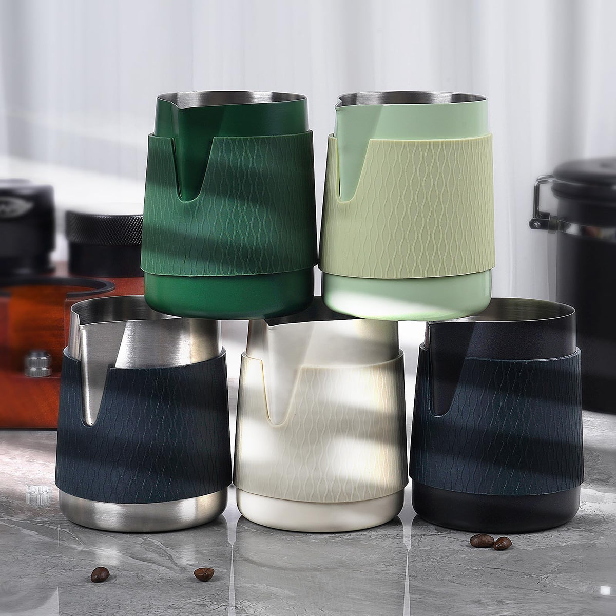 IKAPE barista tool espresso milk pitcher in black for everyday reliability.