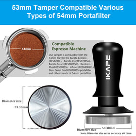 IKAPE Calibrated spring-loaded tamper demonstrates precise pressure control for consistent tamping.