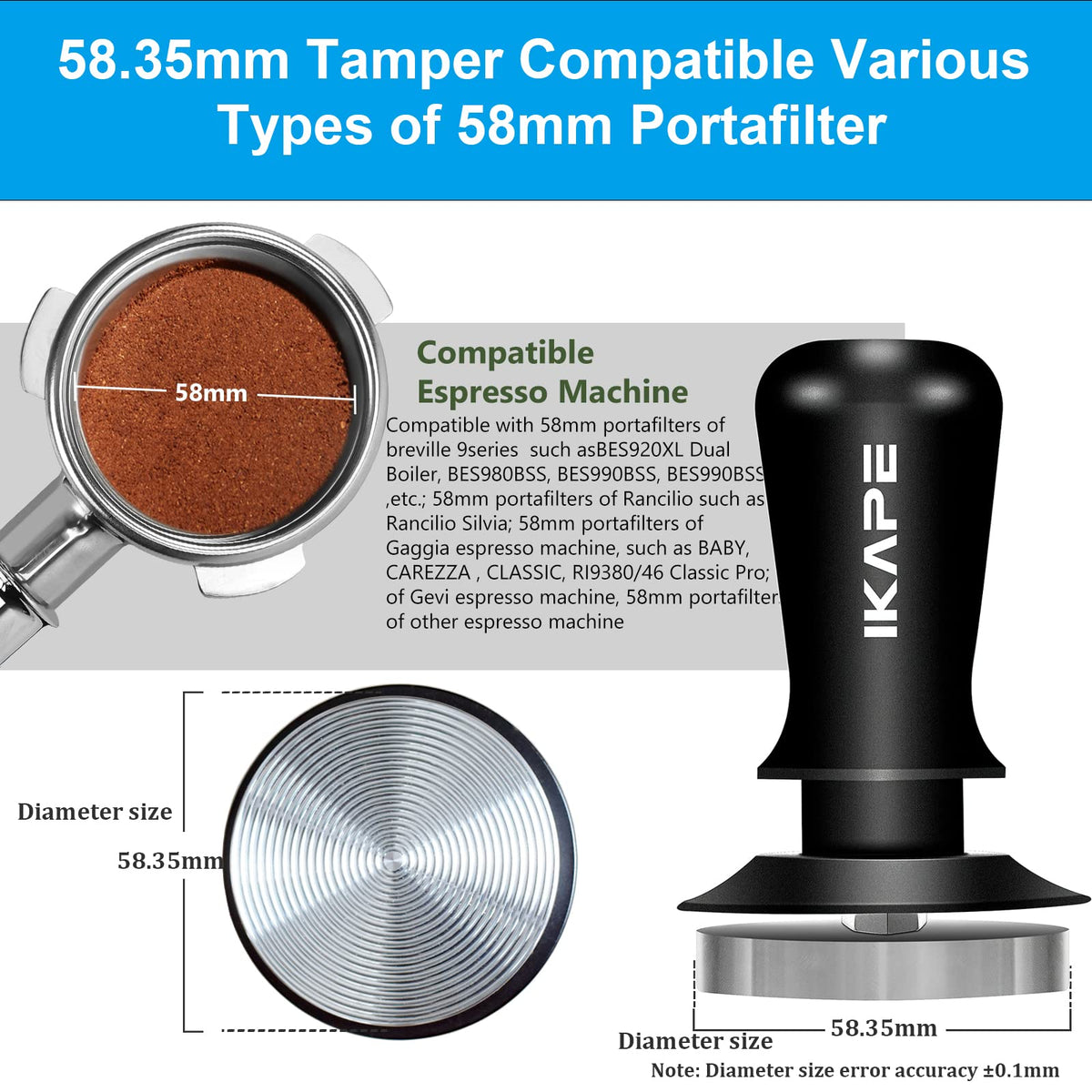 IKAPE calibrated spring-loaded tamper showing precision pressure