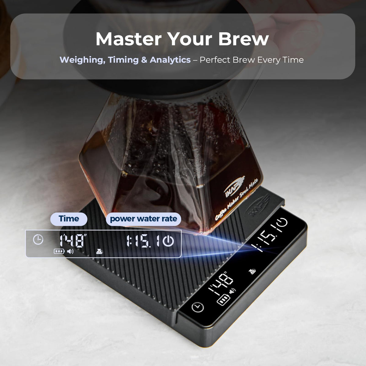 IKAPE Espresso scale brew-ratio measures beans and water for balanced brews.