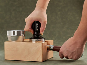 IKAPE Tamper compatible with 53/54mm portafilters for secure fit.
