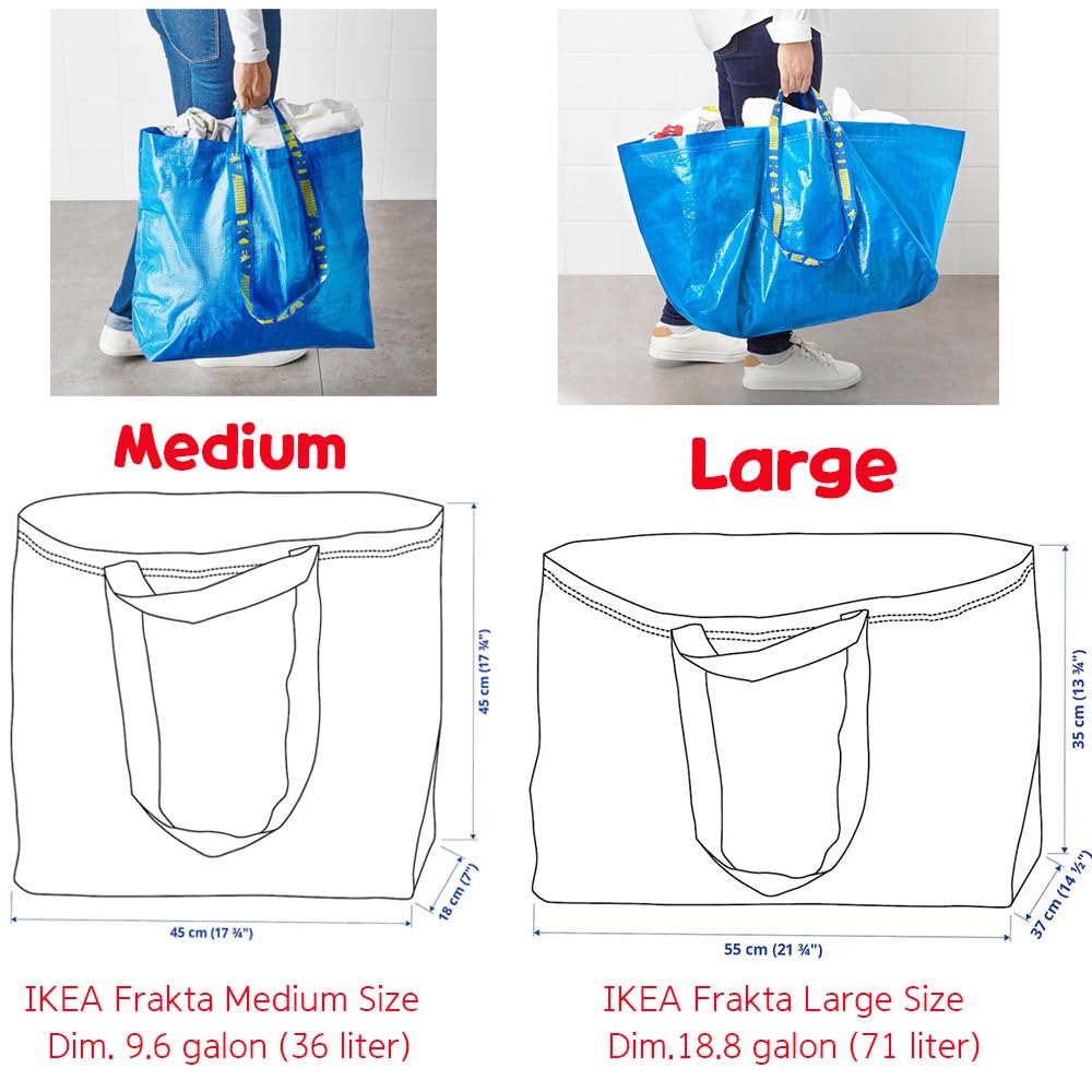 IKEA FRAKTA blue 10-gallon volume, ample space for groceries.