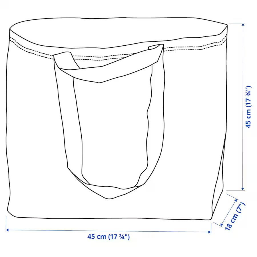 IKEA FRAKTA blue 55-lb load illustration for heavier items.