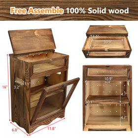 Ikee Design wooden countertop storage bin with airflow design for onions, bread, and pantry items.