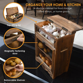 Ikee Design durable pine bin with removable shelf for flexible spacing on countertops.