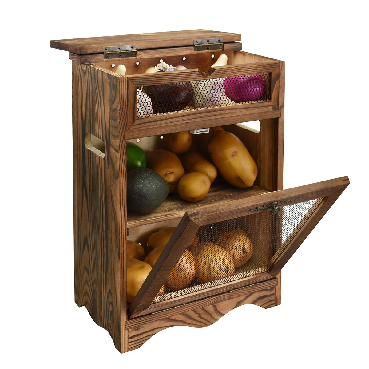 Ikee Design ready-to-use wooden pantry cabinet with warm oak finish.