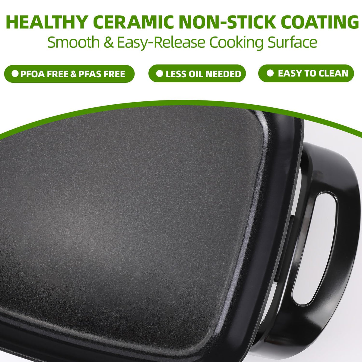I-Keukenn green tempered vented glass lid on skillet for monitoring