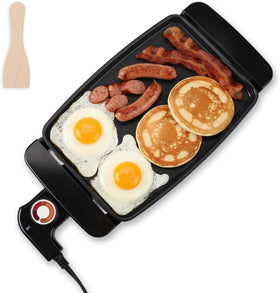 I-Keukenn small electric griddle top view highlights compact design for tight kitchens and dorm rooms