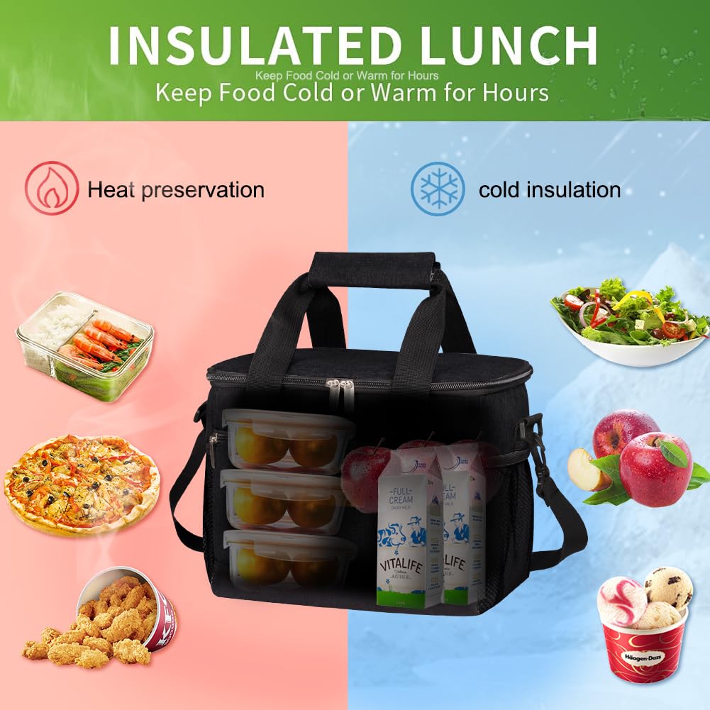 iknoe insulated lunch bag open compartment showing spacious main pocket