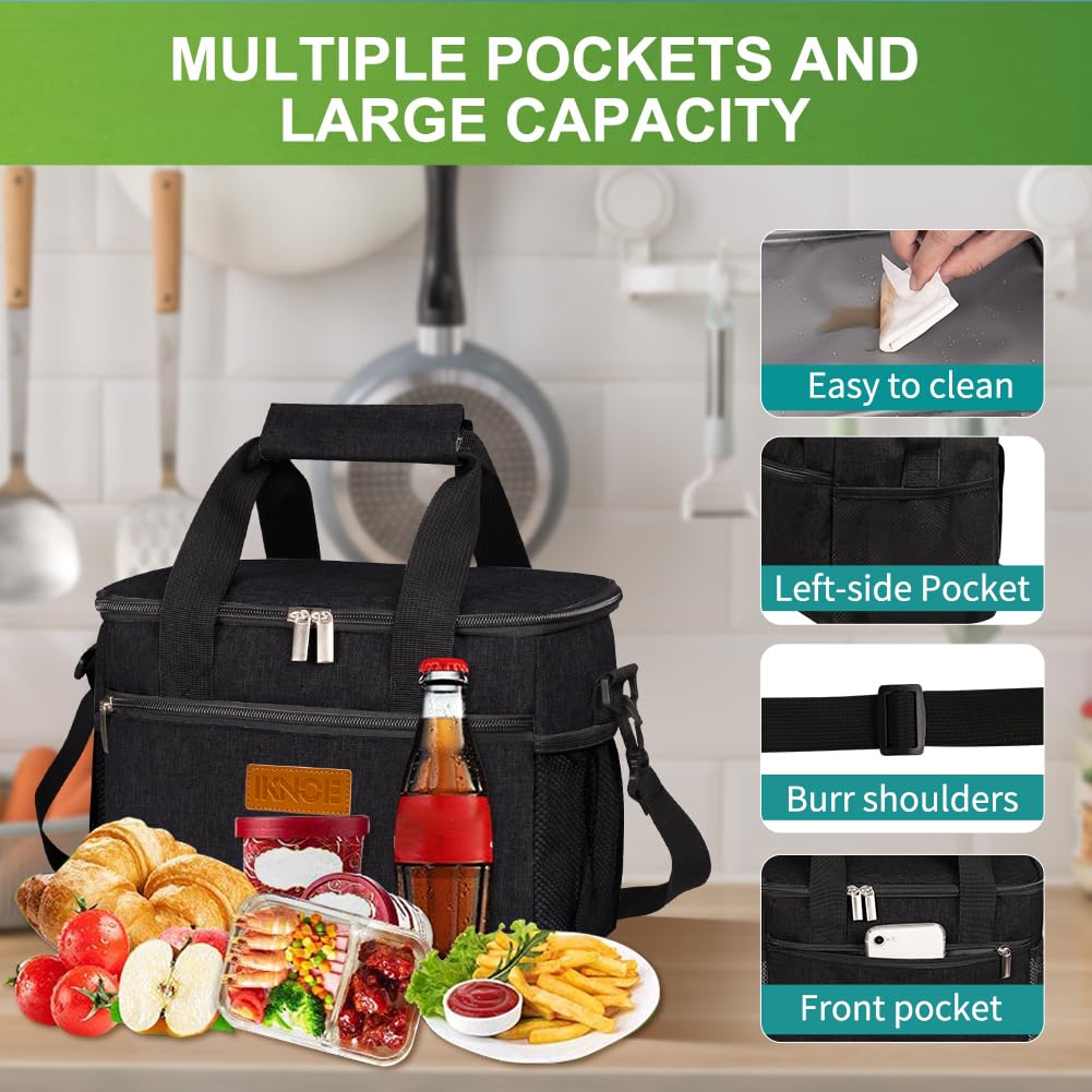 iknoe insulated lunch bag adjustable shoulder strap for hands-free carrying