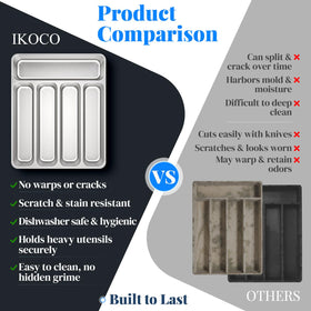 IKCO satin finish adds a modern touch to any drawer while organizing utensils.