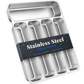 IKOCO silverware organizer with five compartments keeps utensils neatly separated for quick access