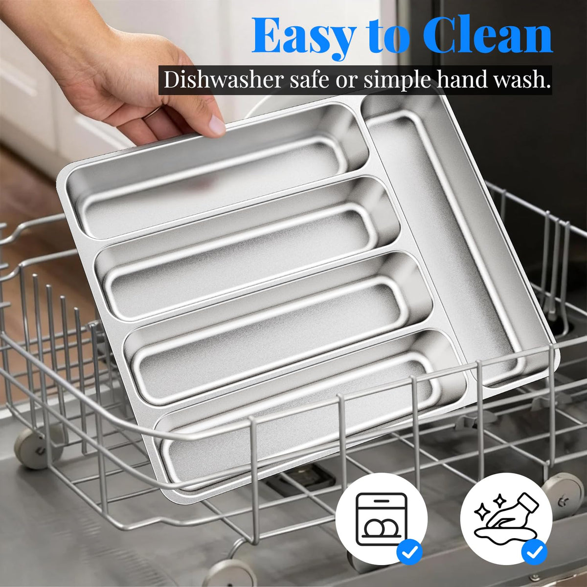 IKCO stainless steel drawer organizer resists warping and odors during daily use.