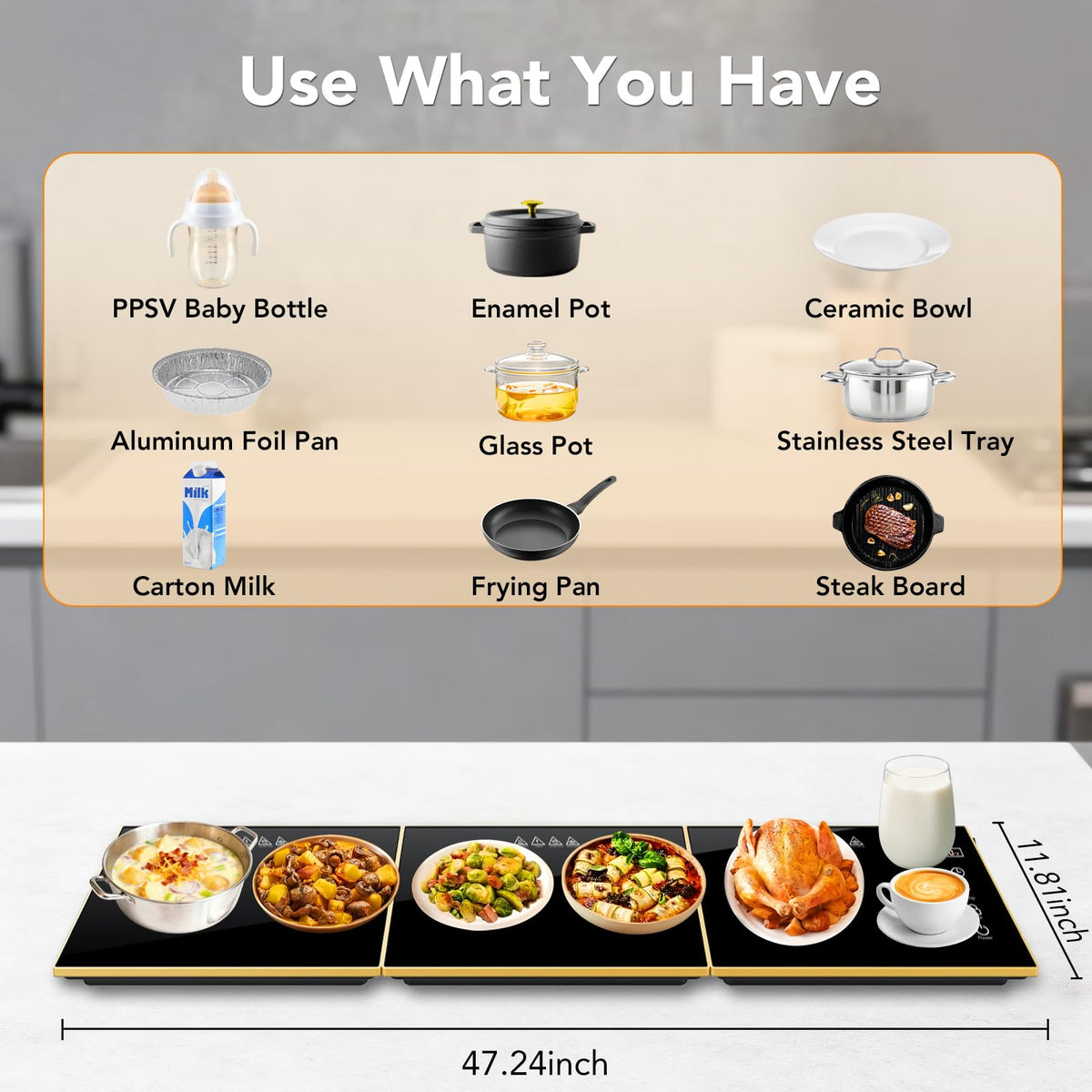 IKT warming tray features an extra-long cord for versatile placement