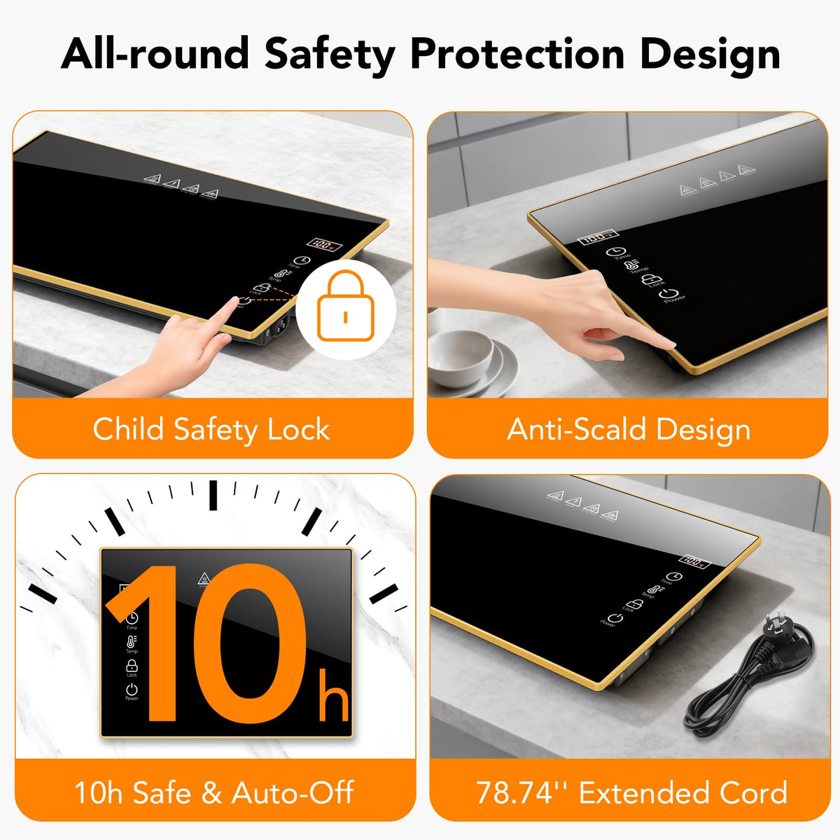 IKT warming tray tempered glass surface resists heat and cracking