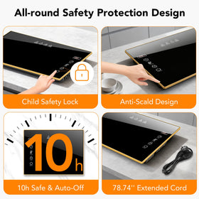 IKT warming tray tempered glass surface resists heat and cracking