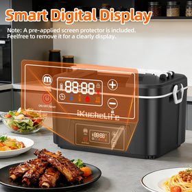 ikuchelife heated lunch box digital display highlights easy one-touch modes and scheduling.