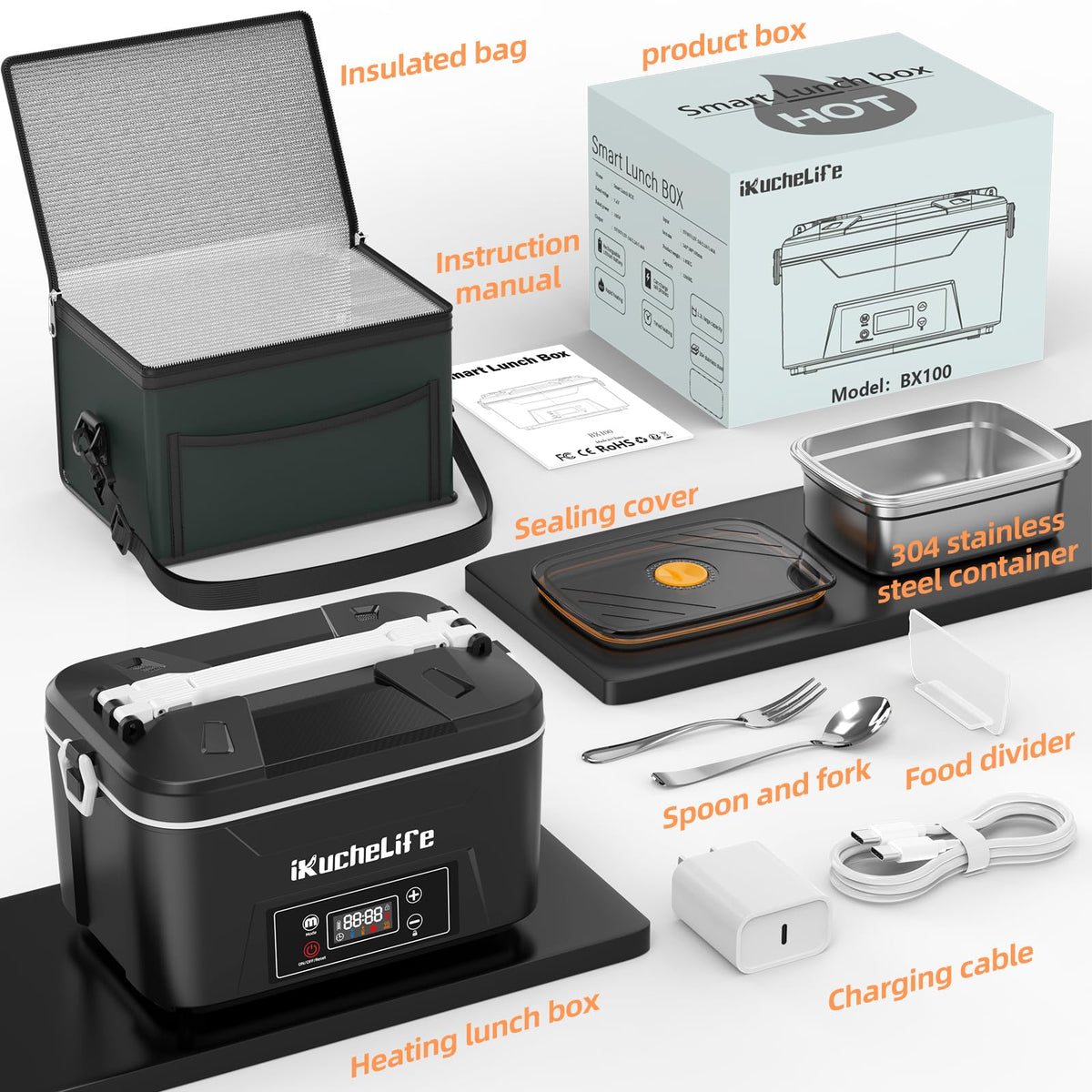 ikuchelife heated lunch box divider keeps flavors separate during transport.