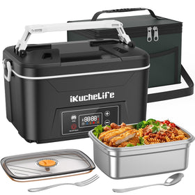 ikuchelife heated lunch box front view demonstrates portable warmth for meals on the go.