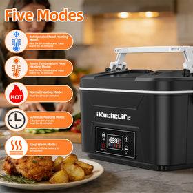 ikuchelife heated lunch box stainless container emphasizes durable steel and easy cleaning.
