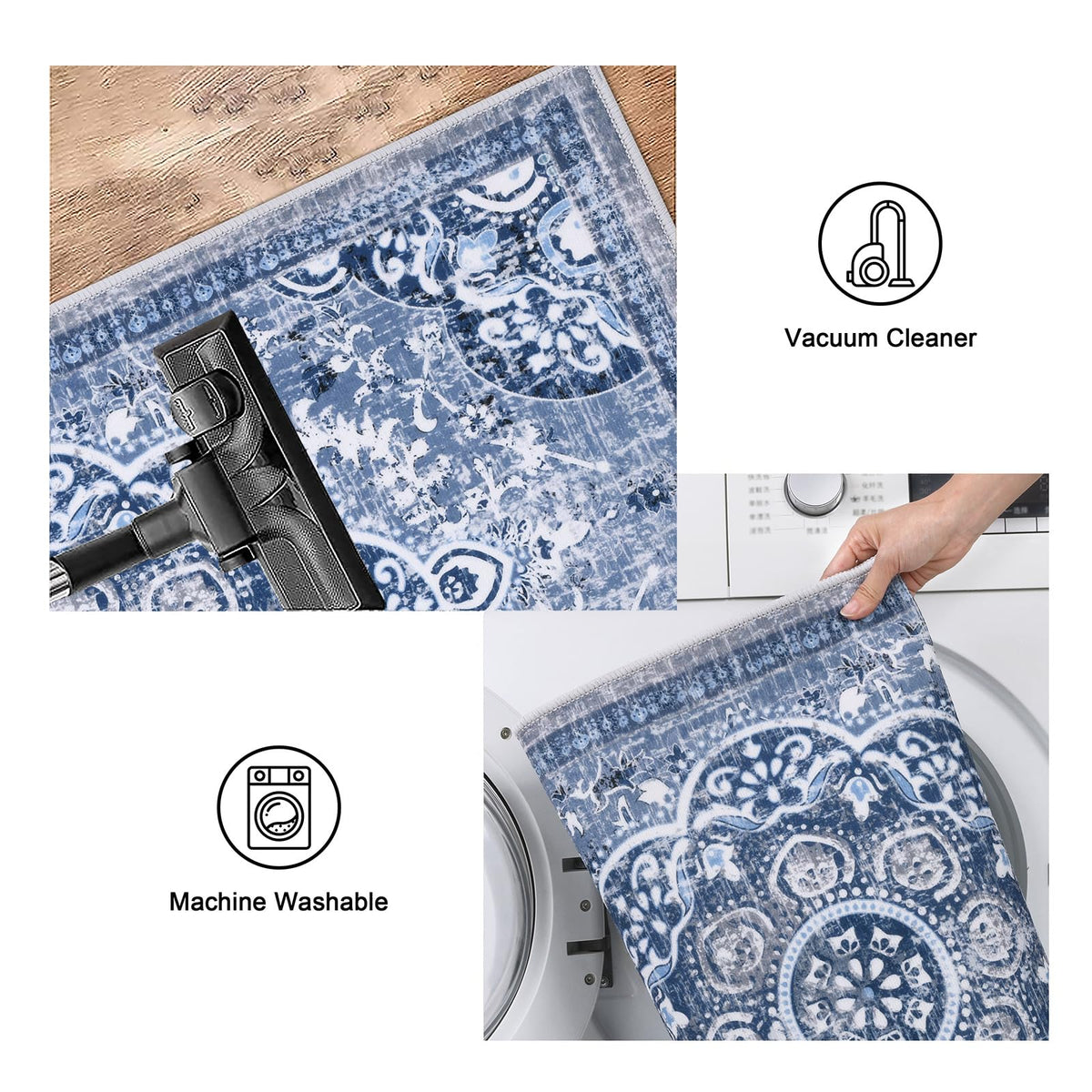 Ileading Boho kitchen rug durable polyester resists wear