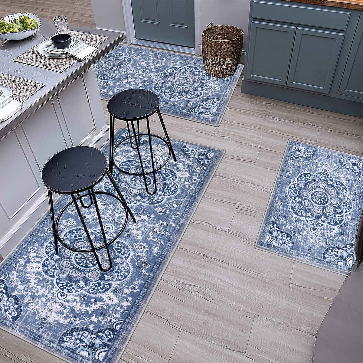Ileading Boho kitchen rug easy to clean