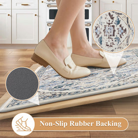Ileading boho kitchen rug set blends modern and vintage style.