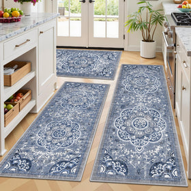 Ileading boho kitchen rugs set with runner adds floral flair to your floor