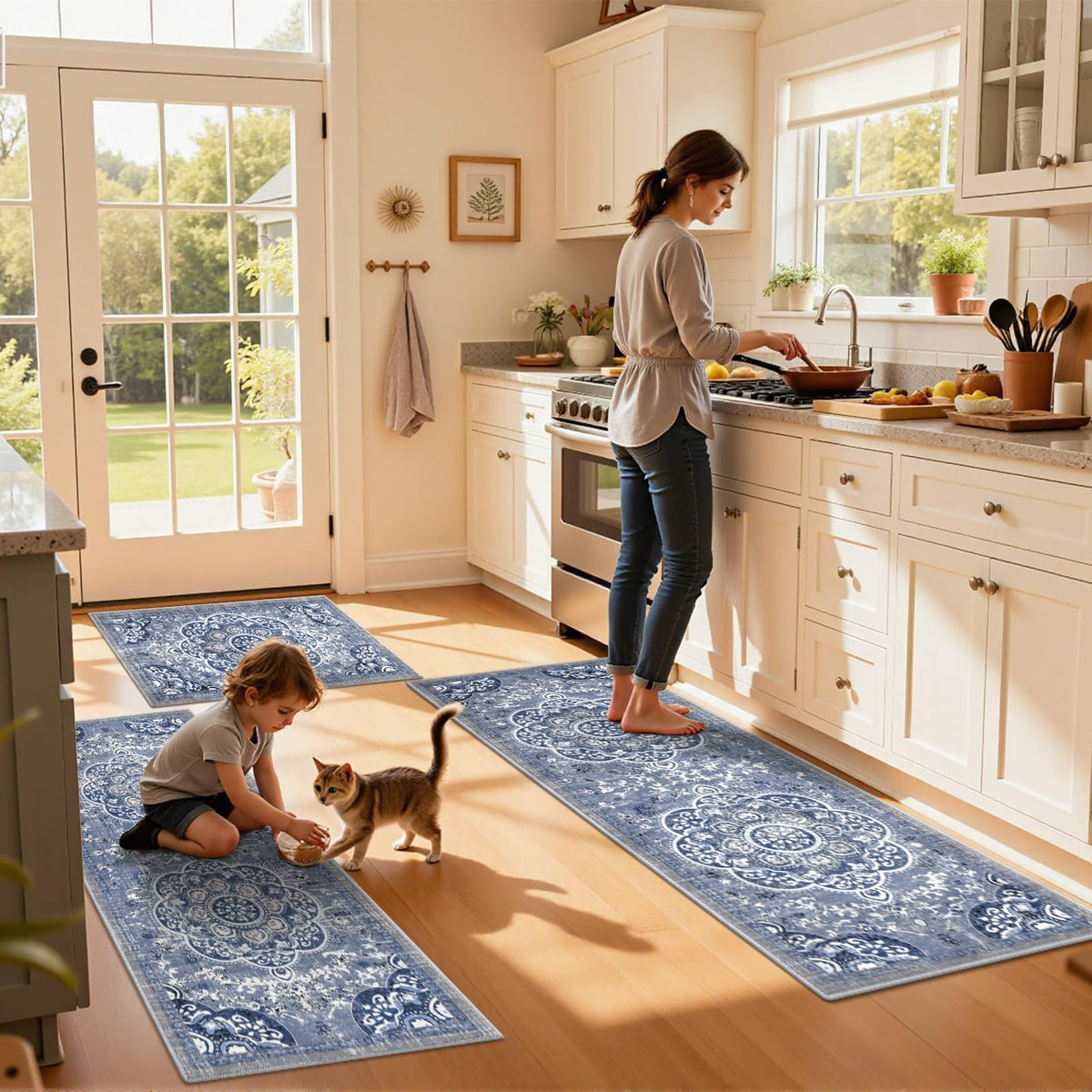 Ileading durable polyester rug withstands regular foot traffic while maintaining color