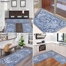 Ileading Boho kitchen rugs three sizes for versatile placement