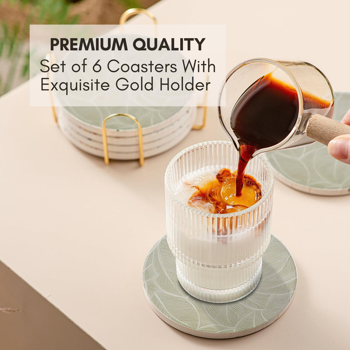 ilohaus Absorbent Ceramic Stone Coaster quickly wicks moisture from drinks