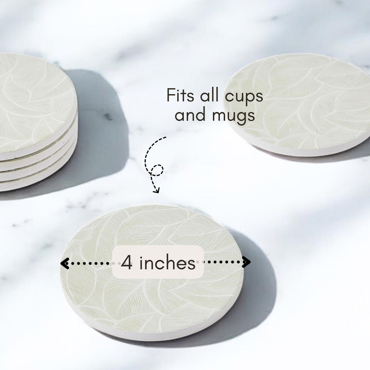 ilohaus Six-Piece Coaster Set With Holder neatly stores coasters for easy access