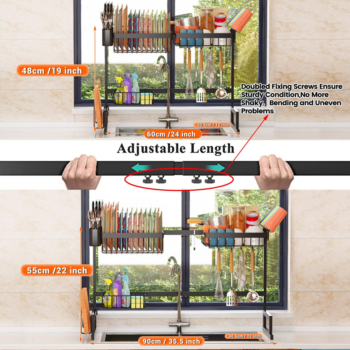 ilvvan expandable-height rack demonstrates adjustable height.