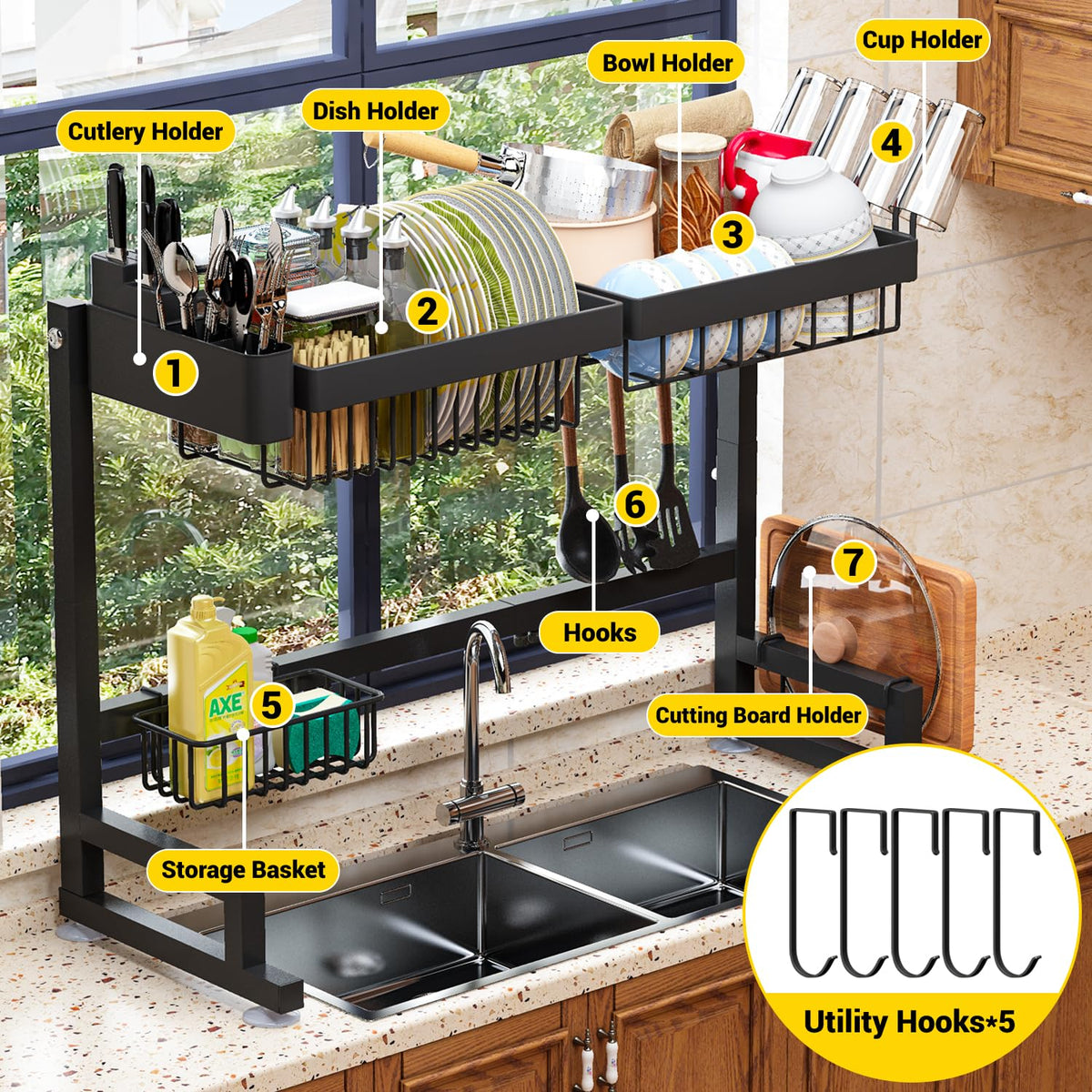 ilvvan dish rack helps keep kitchen organized and tidy.