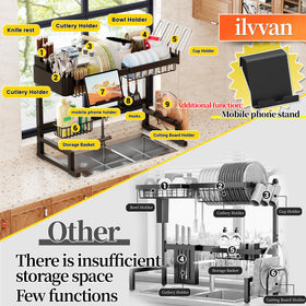 ilvvan large-dish-capacity rack holds plates and bowls.