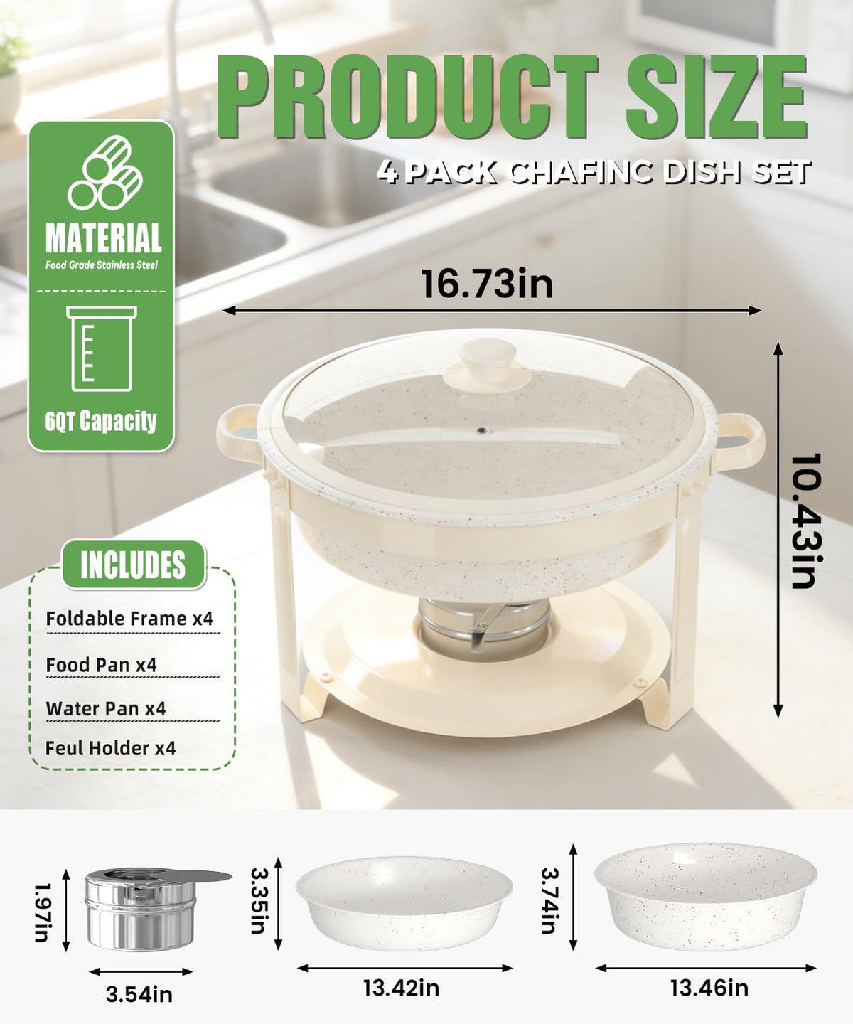 IMACONE chafing dish on table setup highlighting elegant white finish