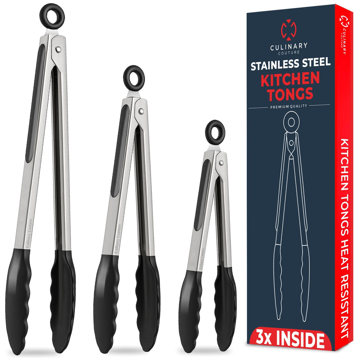 Culinary Couture 7 inch tongs for precise flipping and serving