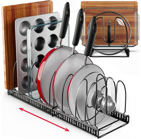 Better Things Home 7.5-inch Wide 12-Slot Adjustable Pan & Lid Organizer – Under-Cabinet Rack