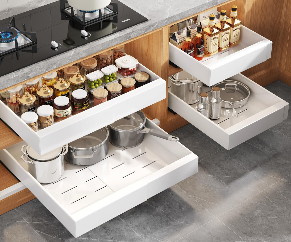 Seinloes 4-Pack Expandable Pull-Out Cabinet Organizer — 12.1–20.4 in Wide, 21