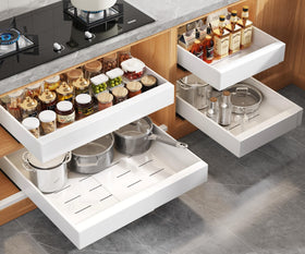 Seinloes 4-Pack Expandable Pull-Out Cabinet Organizer — 12.1–20.4 in Wide, 21