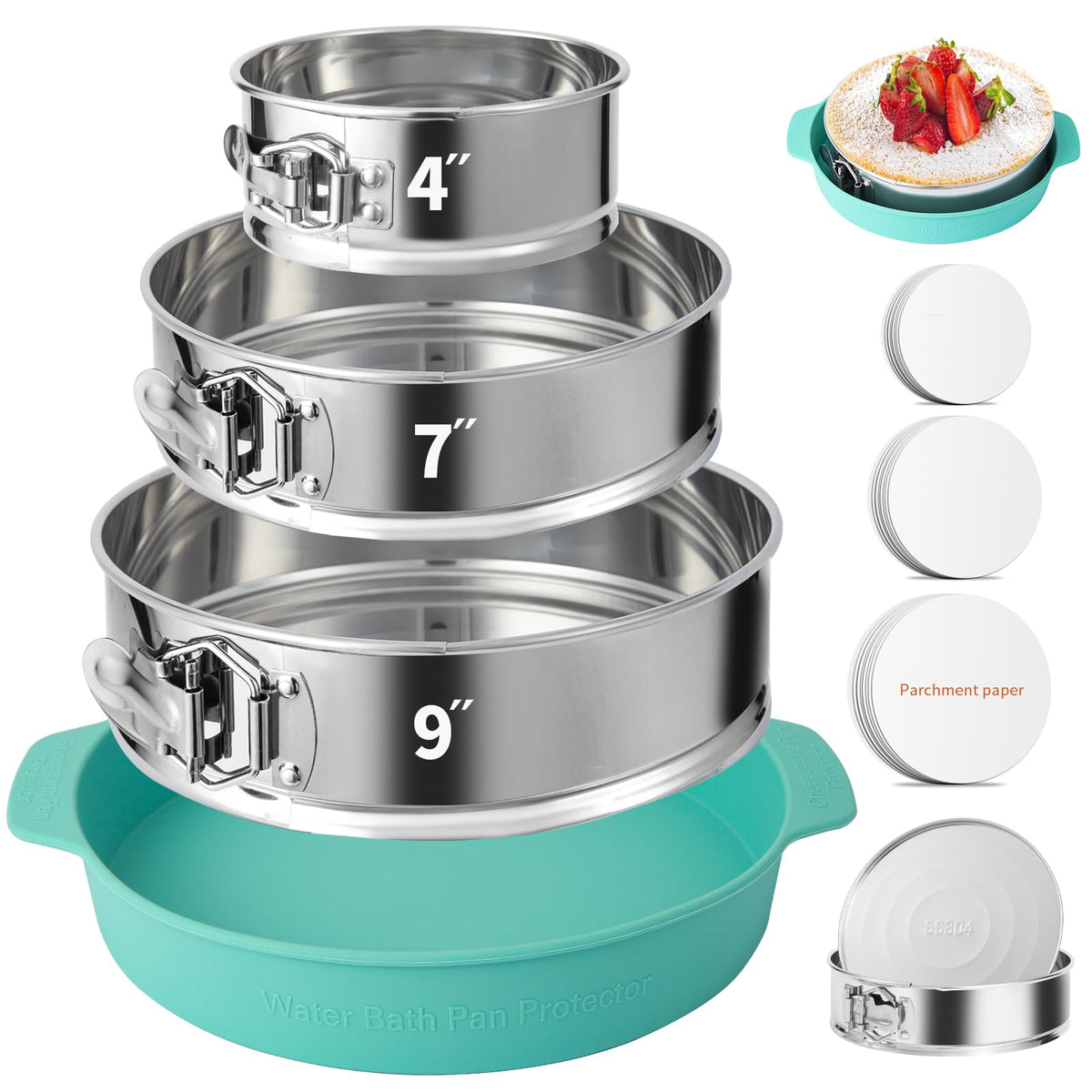 OYAOL 4-inch springform pan with removable bottom for easy cheesecake release