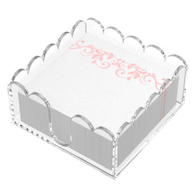 YAGELI Acrylic Napkin Holder – Clear Scalloped Tray for Cocktails, Kitchen & Bar (5.4x5.2x2.5 in)