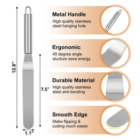 WINDESK Crepe Spreader & Spatula Kit — 12-inch Curved Offset Spatula, 7