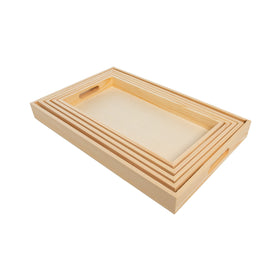 Creative Hobbies wooden nested trays showing cut-out handles for easy transport.